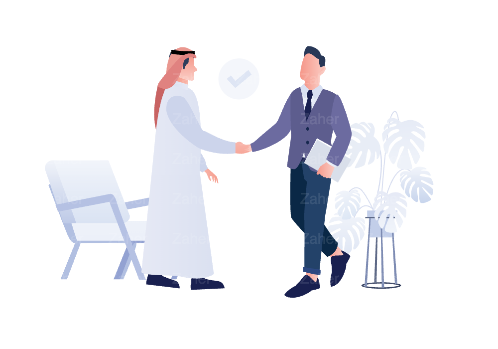 عمل في المكتب، اشخاص يتصافحون، اشخاص بلبس عربي سعودي، خليجي