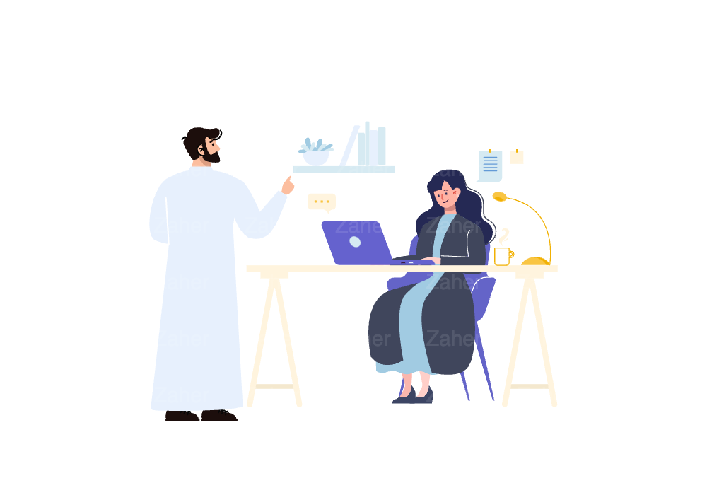 عمل مكتبي، اشخاص يتناقشون، اشخاص بلبس عربي سعودي، خليجي
