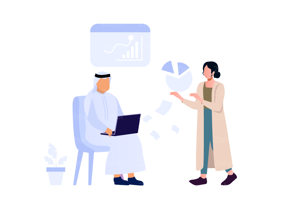 مجموعة زملاء في نقاش عمل، لباس عربي، خليجي، سعودي