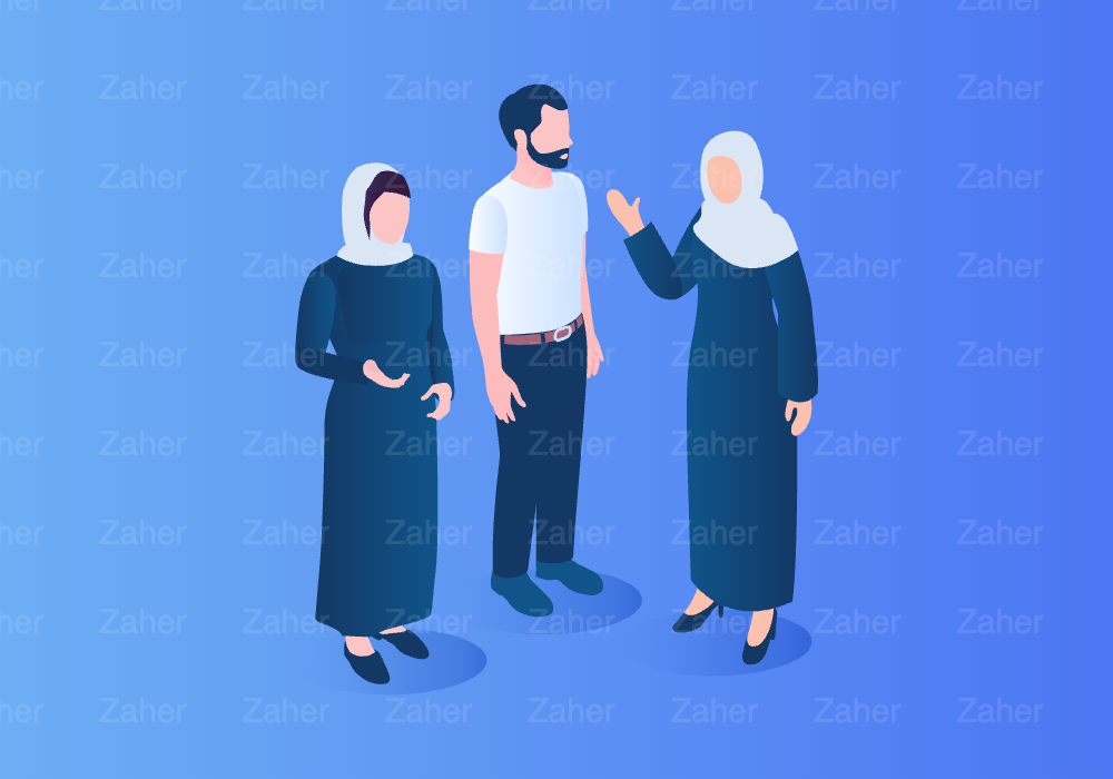 مجموعة زملاء في نقاش، لباس عربي، خليجي، سعودي
