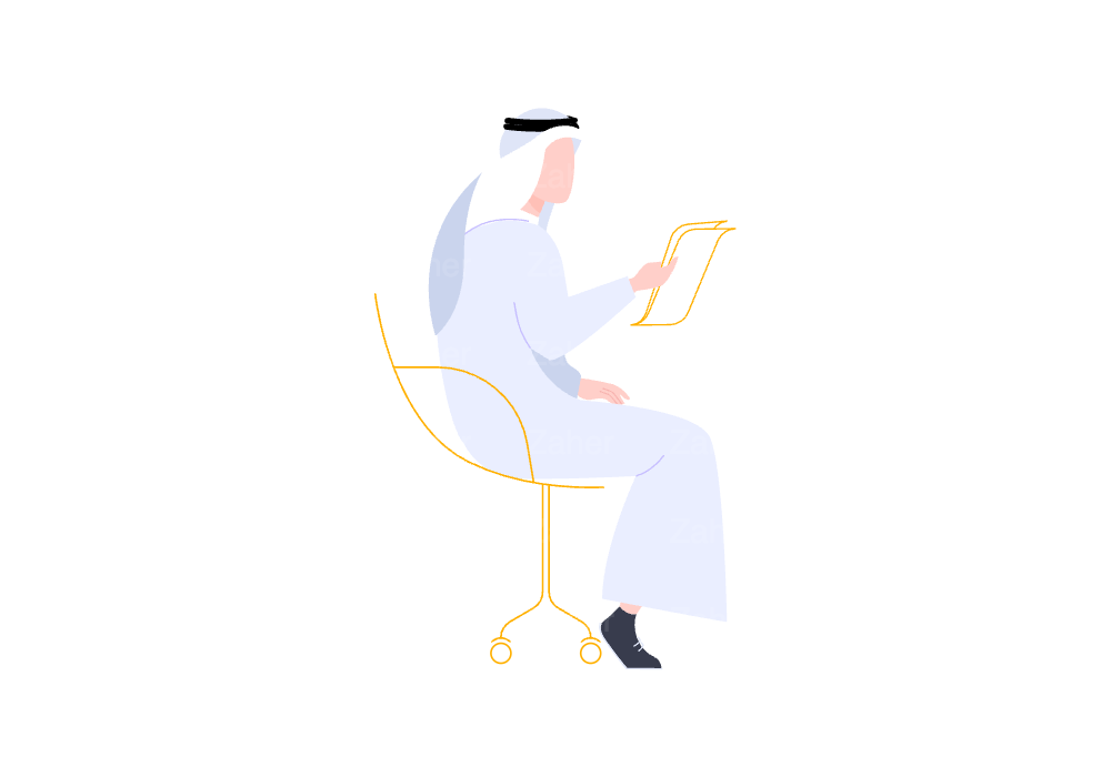 رجل سعودي، خليجي، يقراء من ورقة