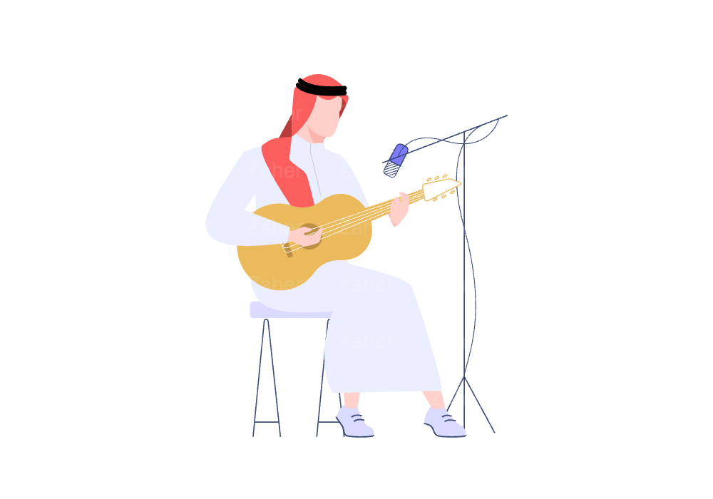 رجل سعودي يعزف عود