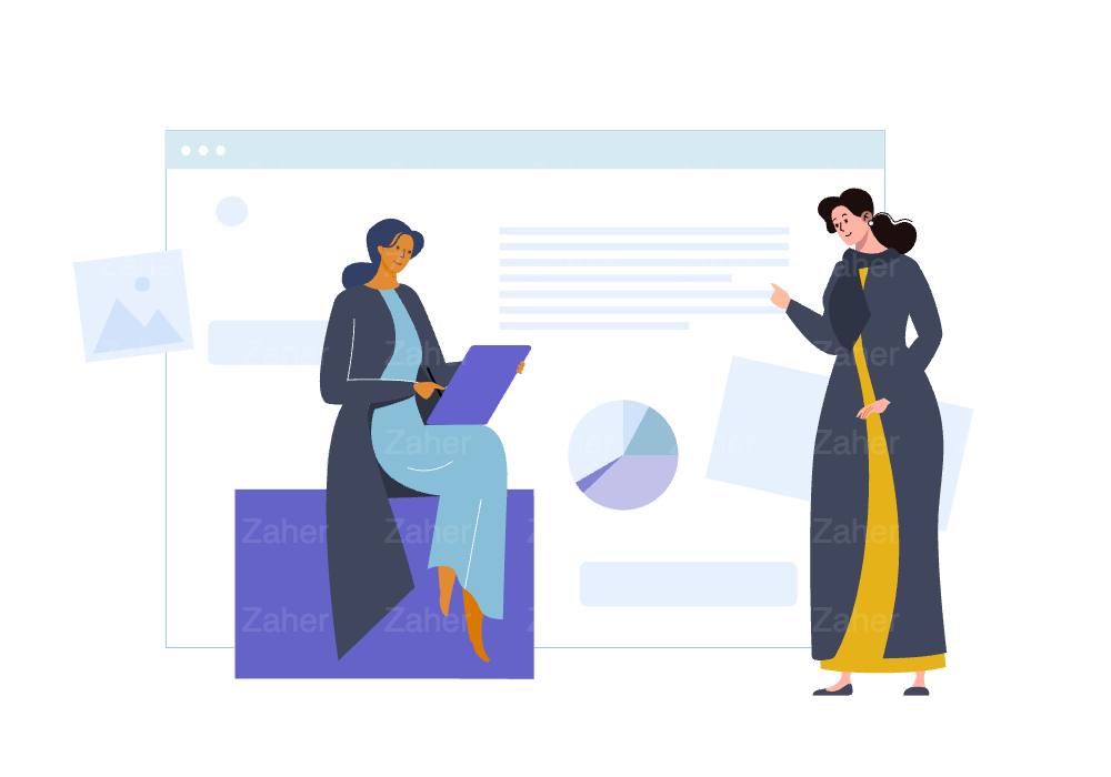 تصميم الواجهات، ui/ux، امراتين في نقاش عمل