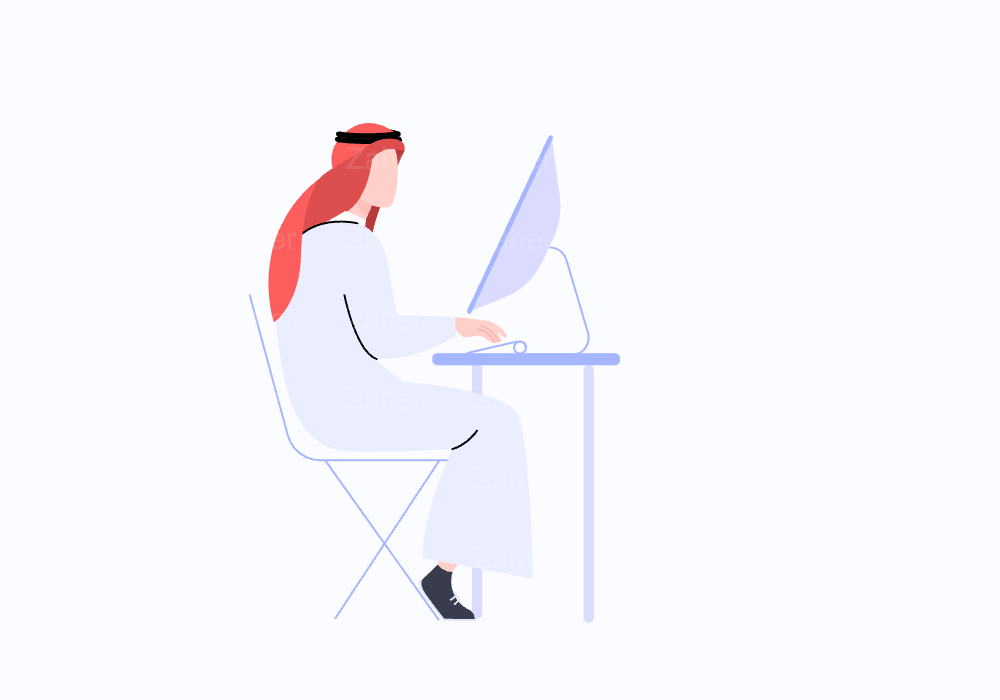 رجل سعودي/ خليجي يتصفح شاشة, تقنيات حديثه